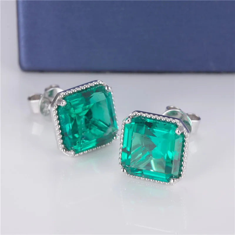 Gemfiori MSE- 515 Create Emerald Jewelry Women Custom Fashion 18K Gold Earring