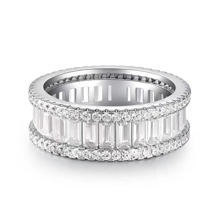 Anti-tarnish Women 925 Sterling Silver 5A 8A Zirconia Wedding Band Engagement Wedding Rings Fine Jewelry Customized Wholesale