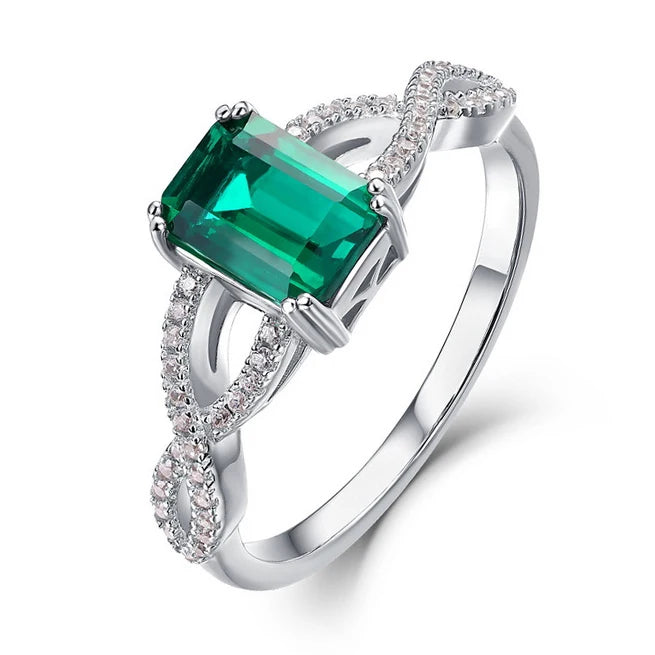 Wholesale 925 Sterling Silver Emerald 5A 8A Zirconia Ring Women Engagement Wedding Rings Custom Jewelry Manufacturing Supplies