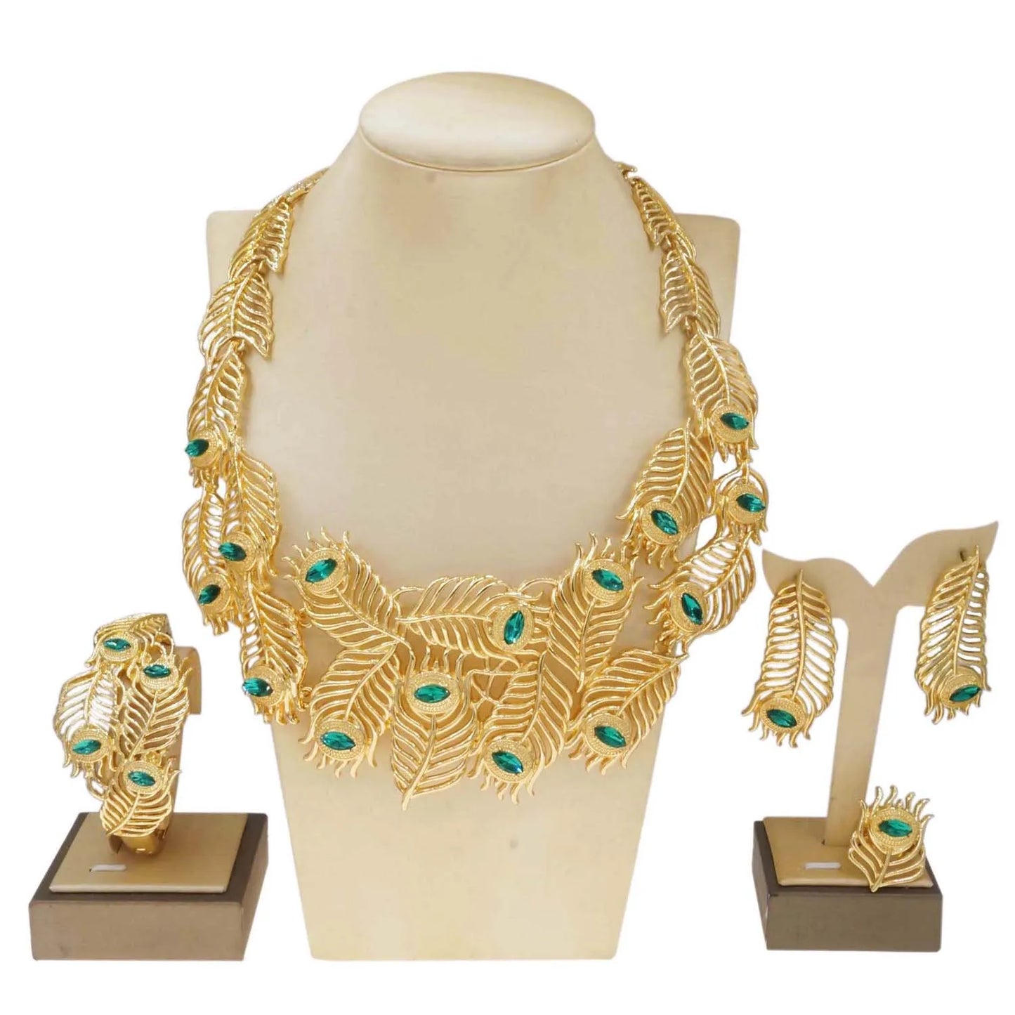 Zhuerrui Italian Gold Luxury Wedding Jewelry Sets Nigerian Bridal Woman Necklace Bracelet Earrings Ring 4pc Jewellery Set H00719