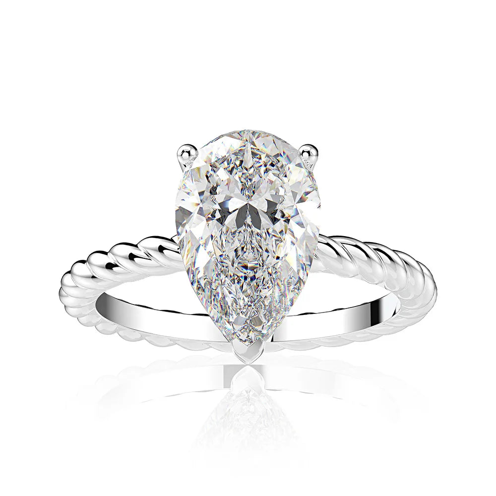 MuShan Jewelry Factory 3 Carat Teardrop Shaped 8*12 High Carbon Diamond Ring S925 Silver European and American