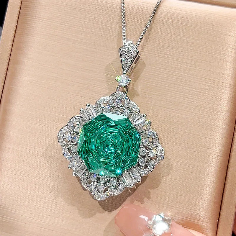 Gemfiori Luxury and High-end Sparkling Zircon Necklace Earring Ring Set Bridal Jewelry Three Piece Set Wedding Accessories