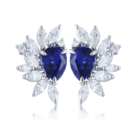 Gemfiori Anster High Quality S925 Lab Grown Sapphire Earring Stud Dainty Gemstone Stud Earrings for Women Daily Wear Gift