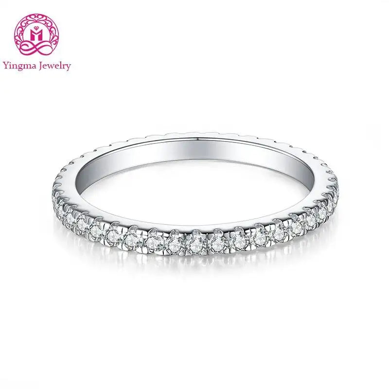 Gioiellieri Round Brilliant Lab Grown Diamond Half Eternity Band 1.5mm DEF VVS 9K 10K 14K 18K Gold Platinum Women Fine Jewelry