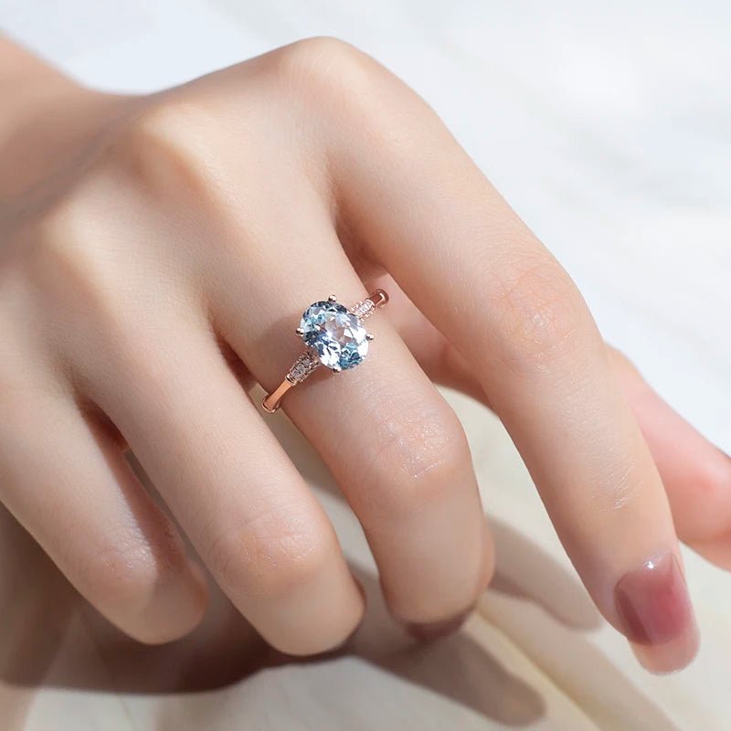MSR-1228 Customized Jewelry 18K Rose Gold 7*9mm  Oval Lab Grow Gemstone Ring