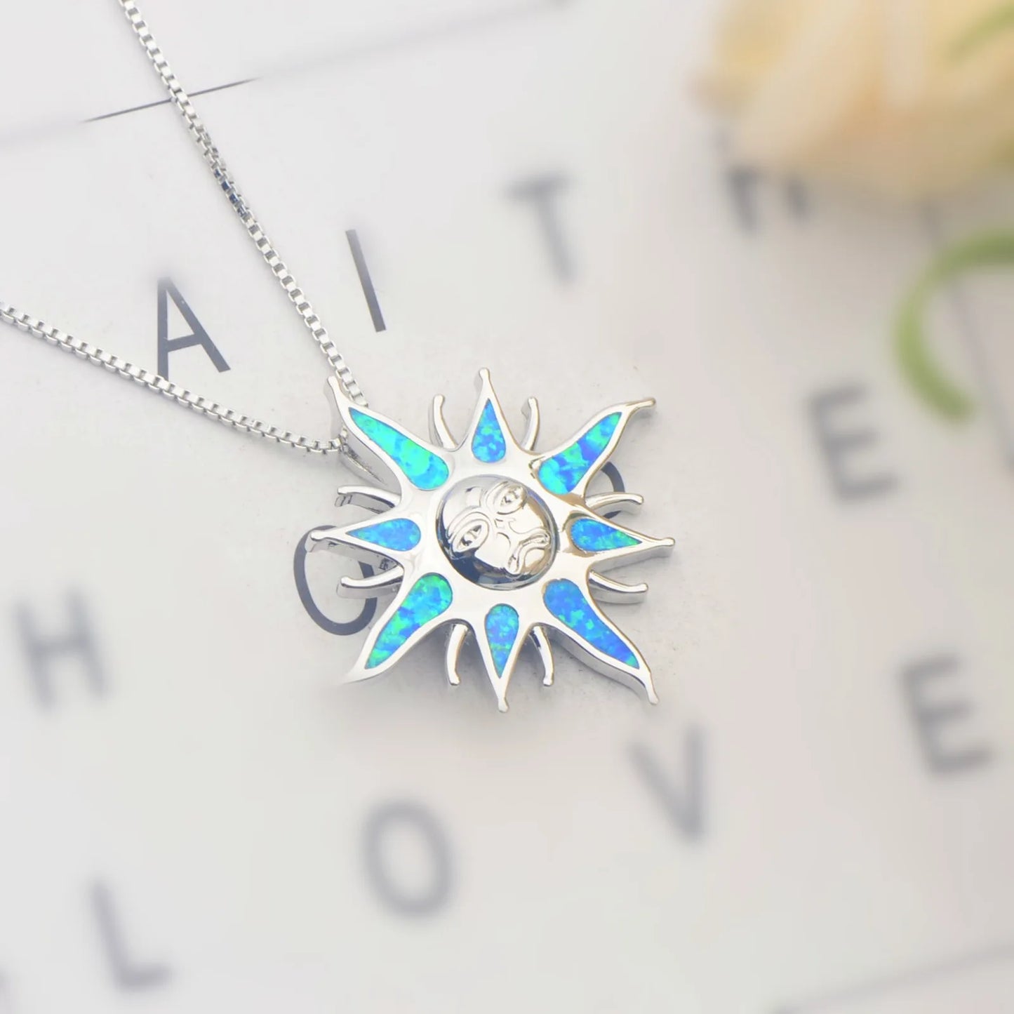 TikTok Must-Have Copper Silver Plated Blue Opal Pendant | Minimalist Starfish Link Chain Women's Necklace Gift Occasions
