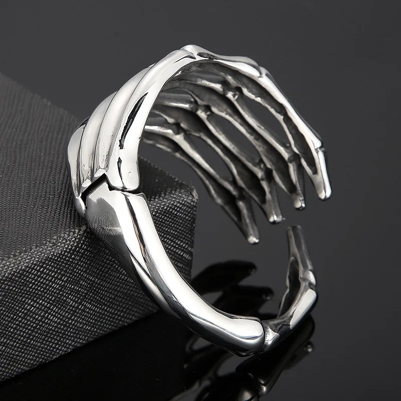 VIKING Mens Skeleton Devil Claw Cuff Bangle – Brushed Stainless Steel
