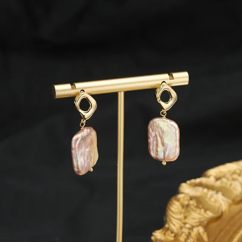 New Jewelry Natural Freshwater Baroque Pearl  Earrings 18K Gold Plated Jewelry Korean Designer Jewelry Earrings Wholesale Bulk