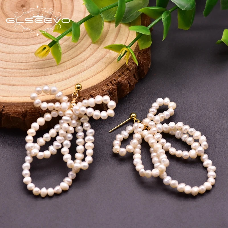 Handmade Fresh Water Pearls Bow-knot Hyperbole Dangle Earrings for Girls Wedding Cute Jewellery for Women  Earrings Bulk