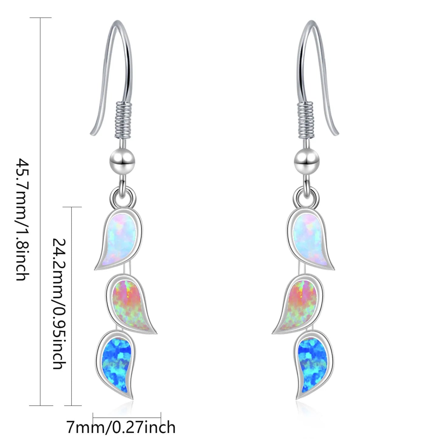 Gradient Leaf Opal Drop Earrings - Iridescent Multi-Color Opal Leaf Design | Nature-Inspired Jewelry Bulk Gifts