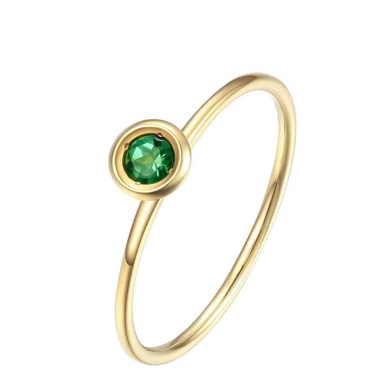 Gemfiori Messi Jewelry Classic Chic Emerald Stone Solitary 14k 18k Yellow Gold Ring for Women