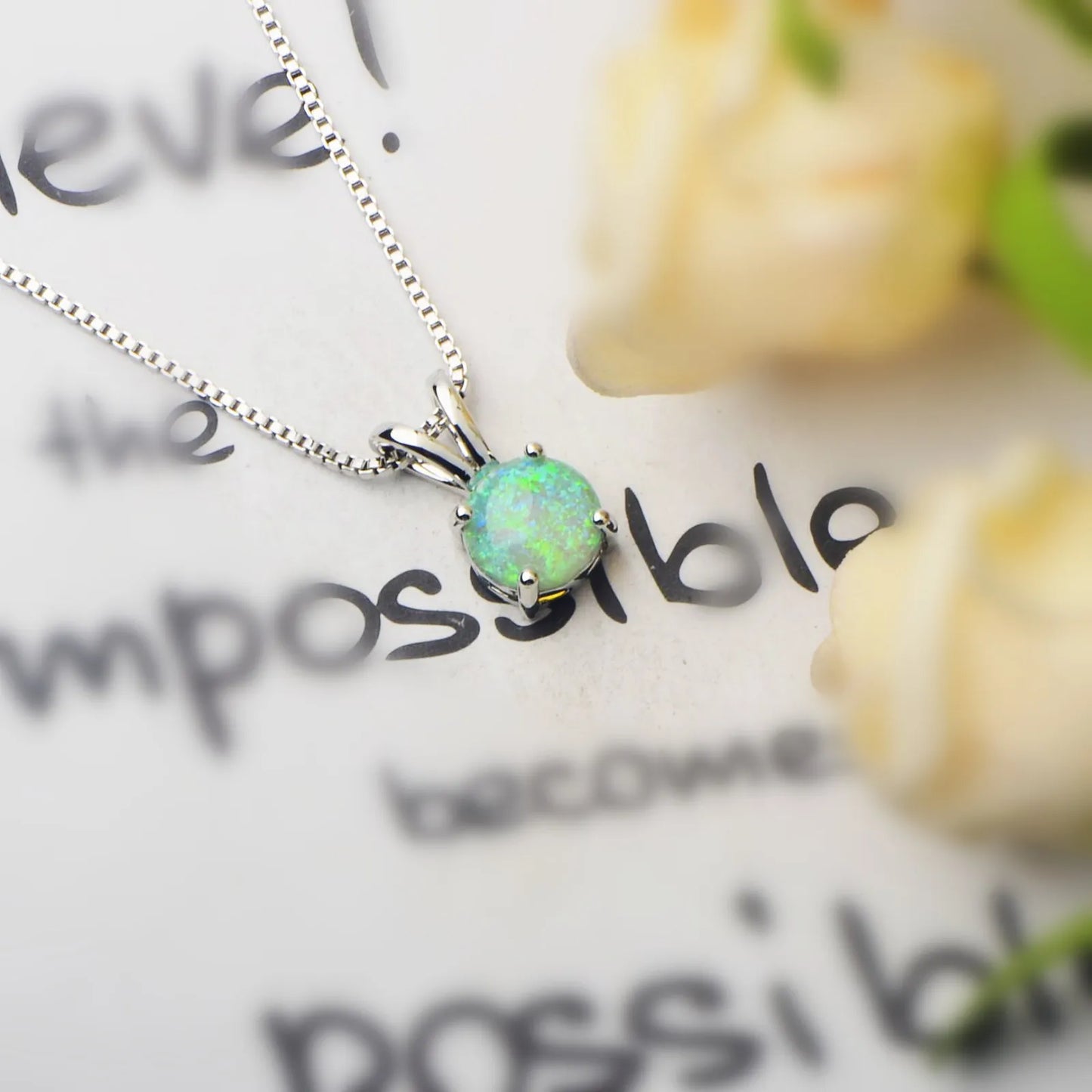 Tiktok Viral Dainty Round Blue Opal Pendant-Copper Link Chain Sweater Chain Minimalist Necklace for Women's Trendsetters