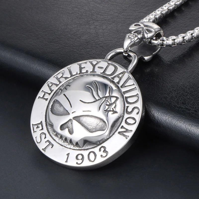 Viking Skull Pendant Necklace – Stainless Steel | Men's Gothic Chain