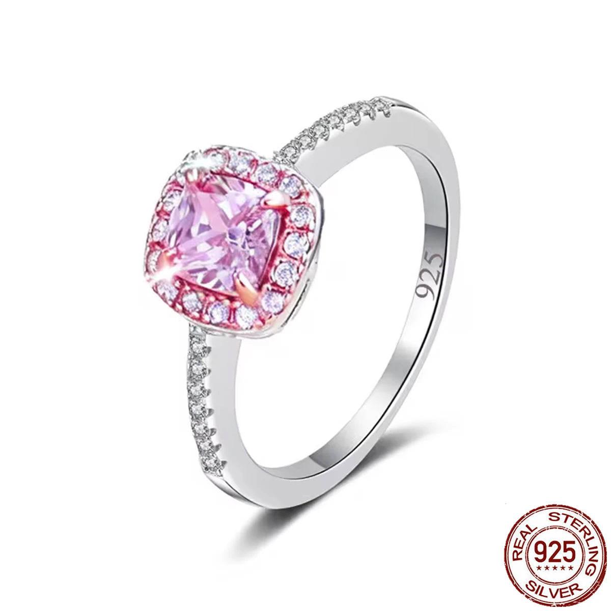 S&S 925 Sterling Silver Princess Cut CZ Cocktail Ring – Rose Gold Plated – Collection