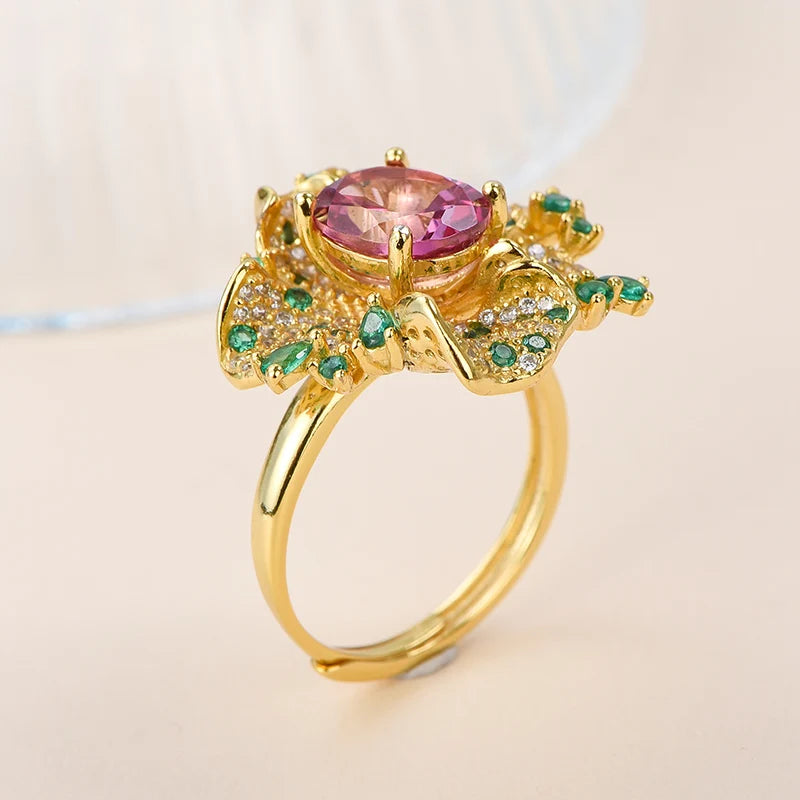 Gioiellieri Natural Pink Topaz Ring with Oval Cut Gemstone for Valentine Romantic Gift in 925 Sterling Silver for Women Jewelry