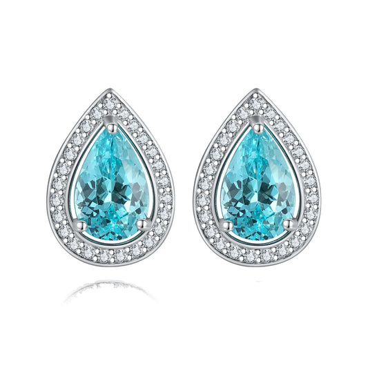 Gemfiori Custom Perabia fusion Pear Earrings Silver Customized Symmetrical Design Waterdrop-shaped Small Earrings for Jewelry