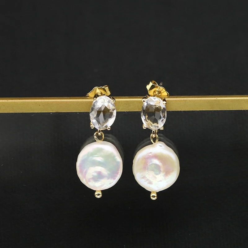 925 Silver High Sense Simple Pink Baroque Pearl Elegance Drop Earrings White Zircon for Women Fashion Wedding Jewelry