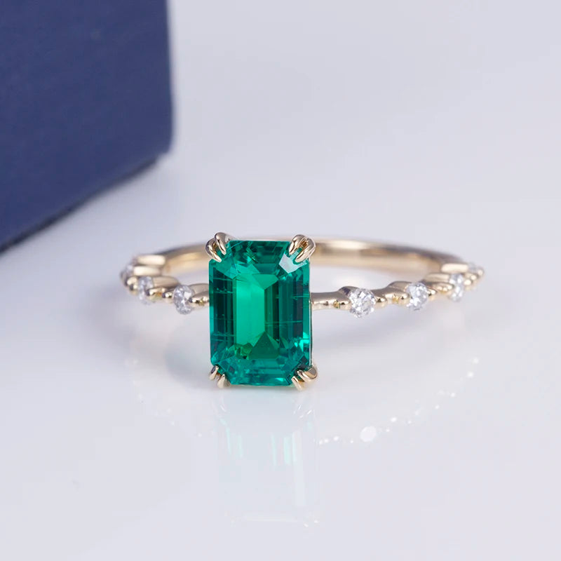 MSR-551 18k Gold Custom Women Jewelry Luxy Emerald Cut Lab Grown Gemstone Ring