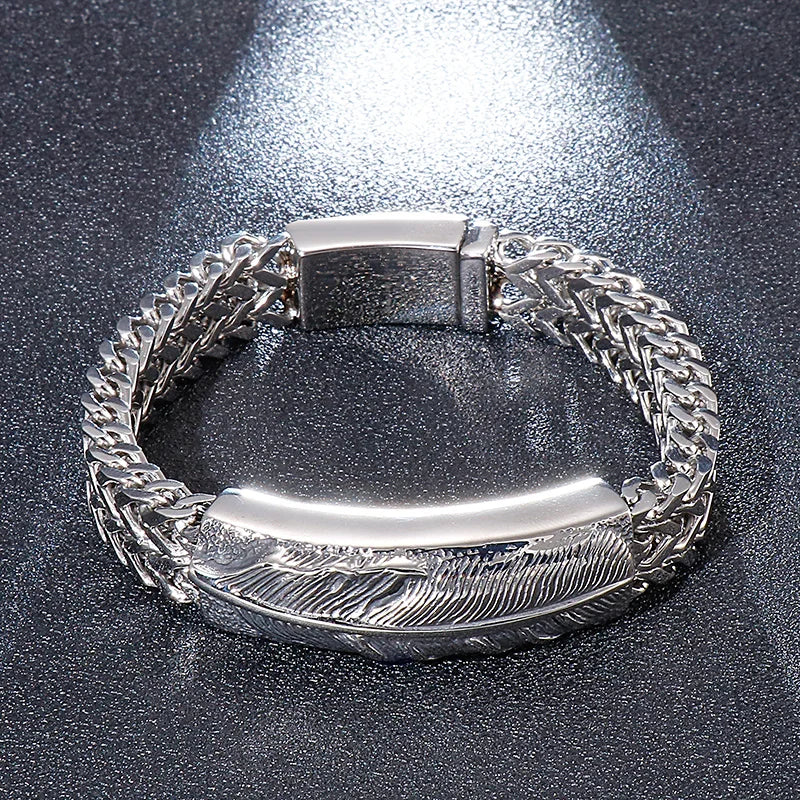 KALEN Black Friday Mens Stainless Steel Fashion Jewelry Bracelets Christian Jesus Bracelet Bangle