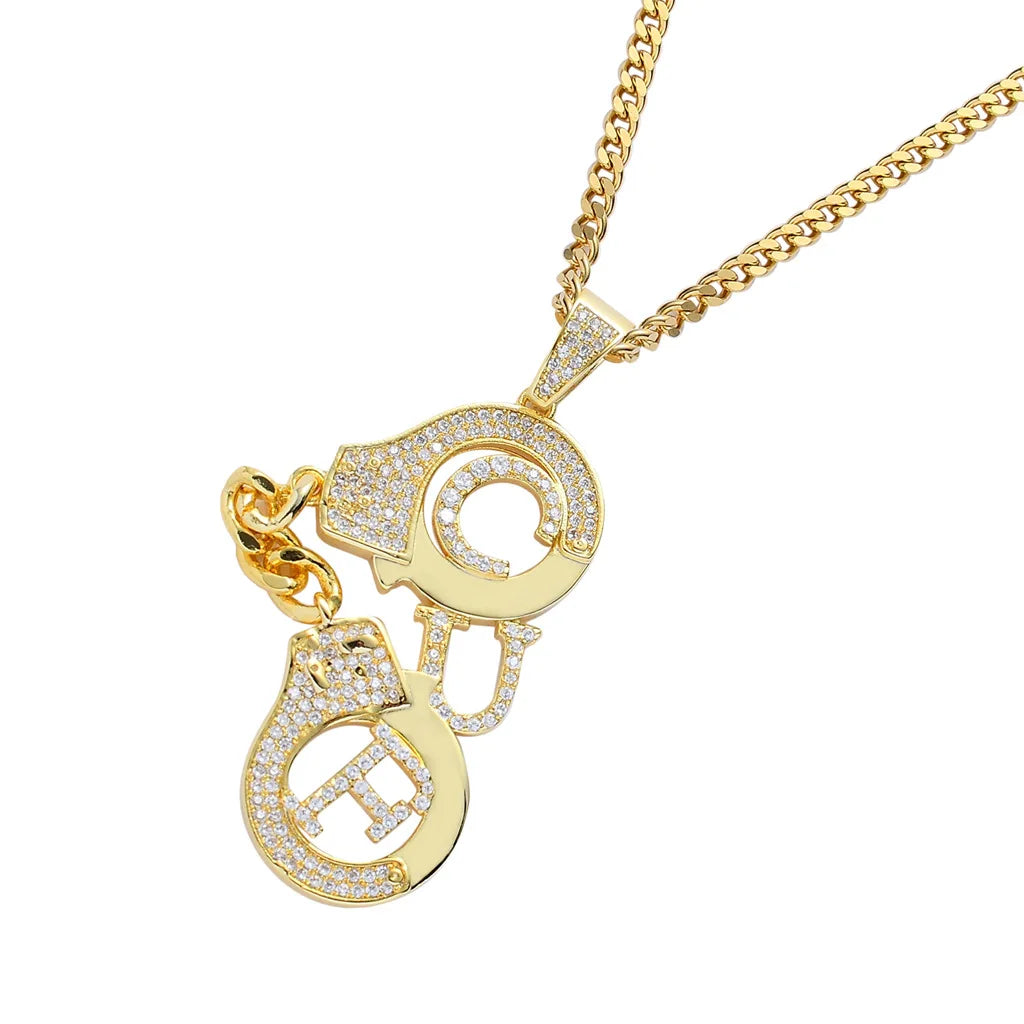 Gemfiori Necklace European Hip Hop Ornament Pendant Inlaid Zircon Hiohop Personality Male Trendsetter