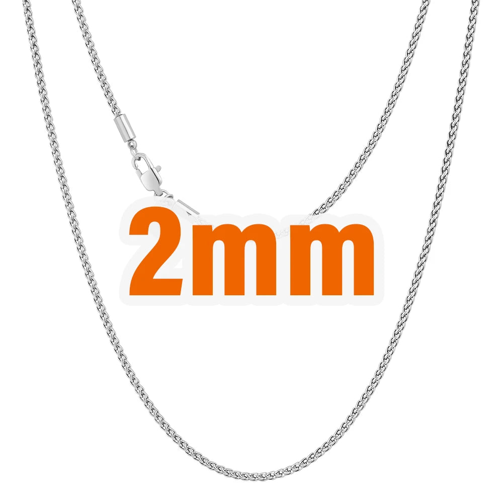 BiG-BOSS 2mm 3mm Wheat Chain 14K Gold Plated Keel Link Flower Basket Stainless Steel Jewelry Pendant Box Necklace for Women Men