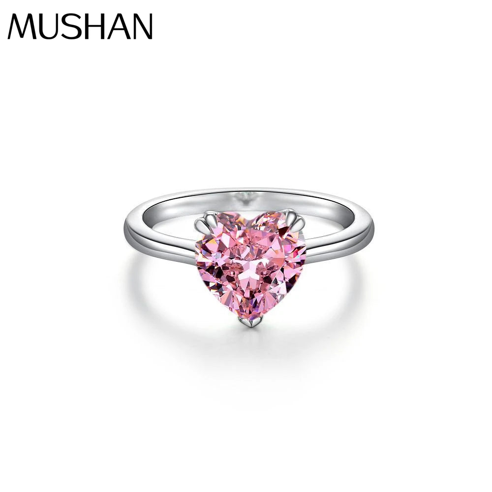 MuShan Jewelry Factory Cross Border Best Selling S925 Silver 4 Carat Heart 10*10 High Carbon Diamond Ring for Women