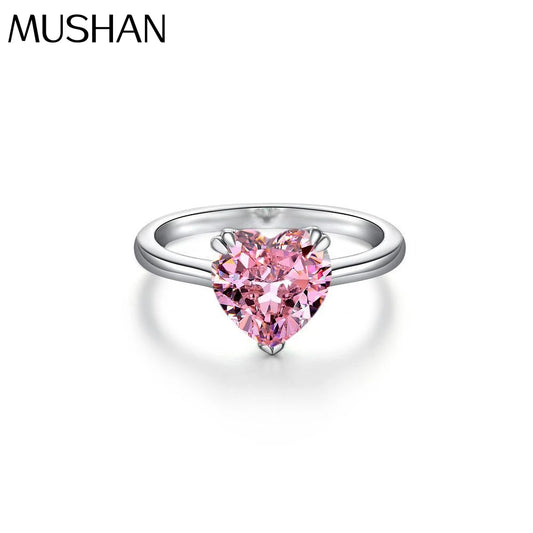 MuShan Jewelry Factory Cross Border Best Selling S925 Silver 4 Carat Heart 10*10 High Carbon Diamond Ring for Women