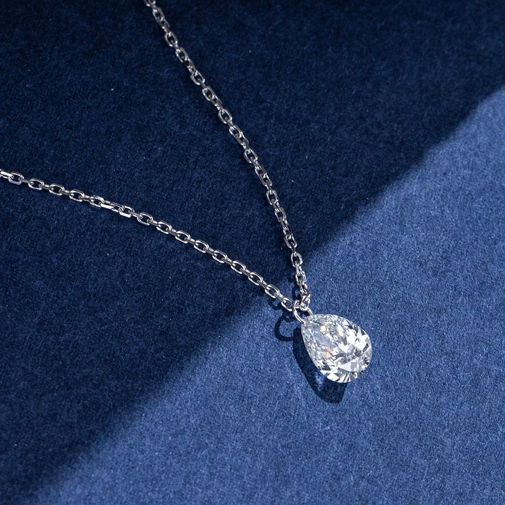 Gemfiori MSN-955 9k with 1ct Pear Cut Diamond Pendant Necklace for Woman Custom Jewelry Valentine's Gift for Girlfriend Good Price