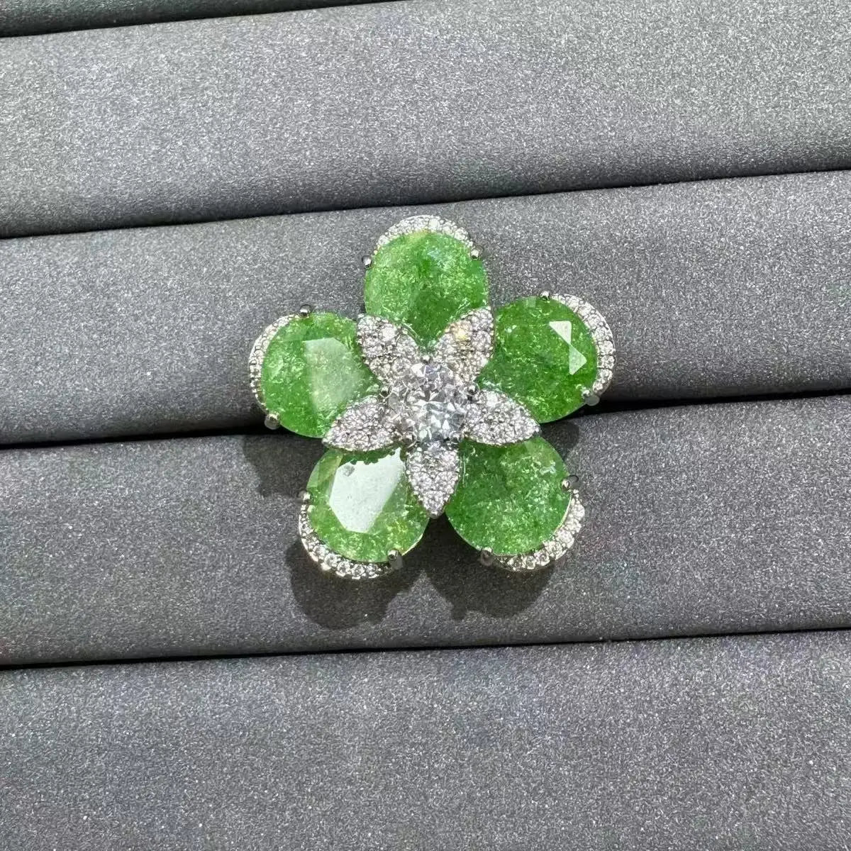 XOTICA TIANSHE Luxury Green Flower Open Ring Dangle Earrings Bracelet & Vintage Wedding Party Jewelry For Women