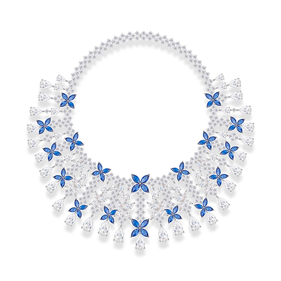 S&S Classic and Exaggerated Luxurious Zircon butterfly Tassel Necklace Earrings and Ring Set for Parties and Dinners