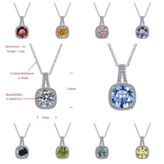 925 Sterling Silver 18K Gold Plated Luxury Pendant with Prong Set Loose Moissanite 1-2 CT Brilliant Cut Women's Wedding Gift