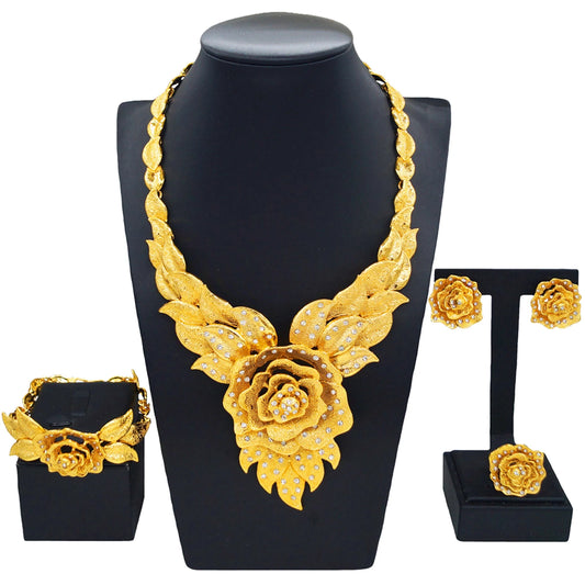 Zhuerrui High Quality Bridal Good Jewelry Set Fashion Rose Bead Necklace Jewelry Sets Simple Woman Festival Gifts DH2310025