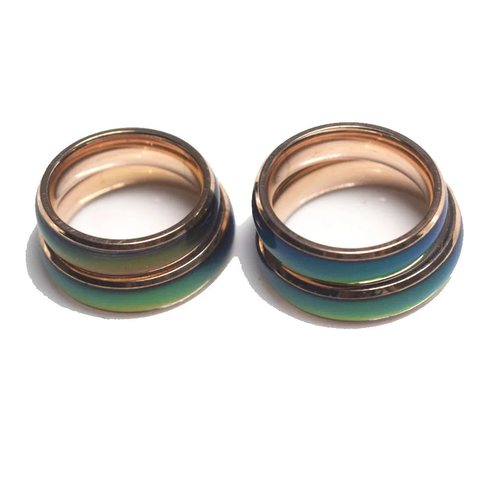Stainless Steel Mood Ring Colors Changes As Temperature Changing Finger Rings