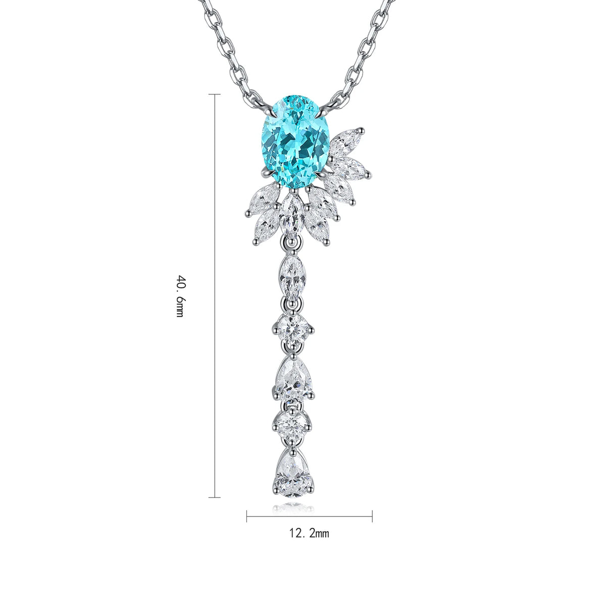 Gemfiori Anster 925 Sterling Silver High-quality Cultivated Paraiba Necklace - Suitable for Parties or As a Gift
