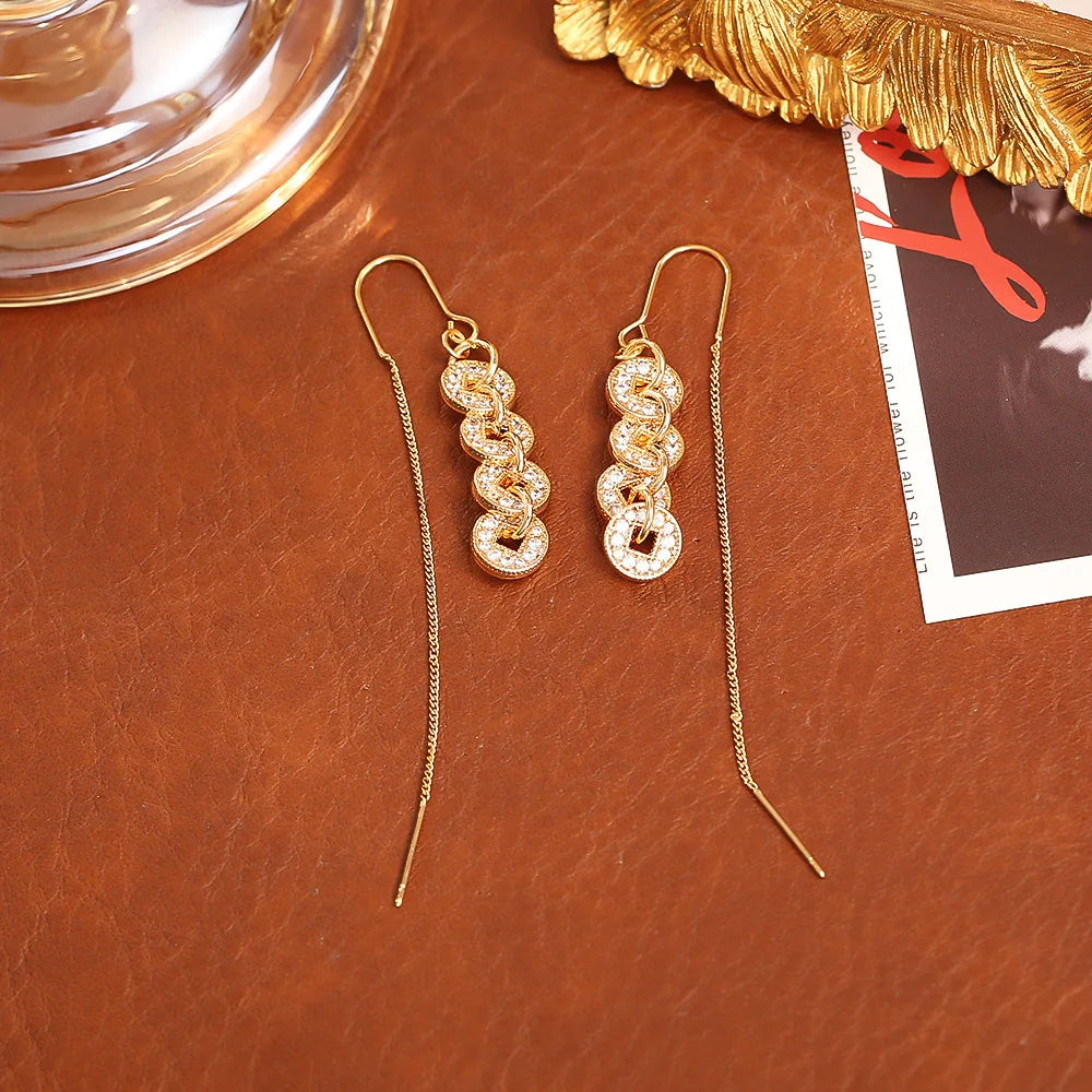 Five Emperors' Coin Pendant Necklace & Earrings | New Chinese Style Real Gold Plated Lucky Jewellery