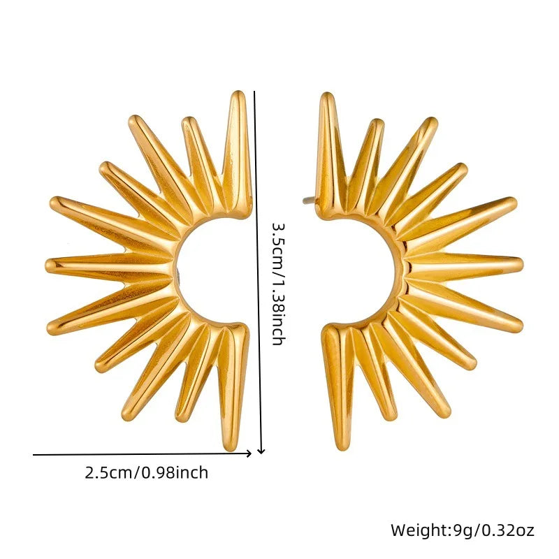 Gold Geometric Sun Necklace, Earrings & Ring Jewellery Set | Celestial Fashion Set