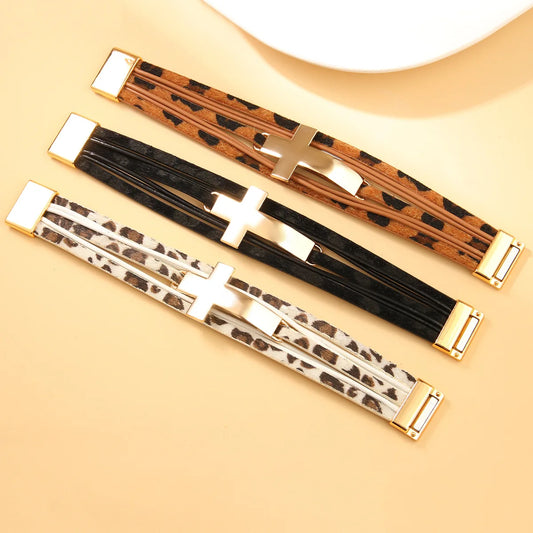 Cross-border Multi-layer Wide-brimmed Unisex Orthodox Vintage Butterfly 24K Gold Plated Charm Bracelet Magnetic Buckle for Gift