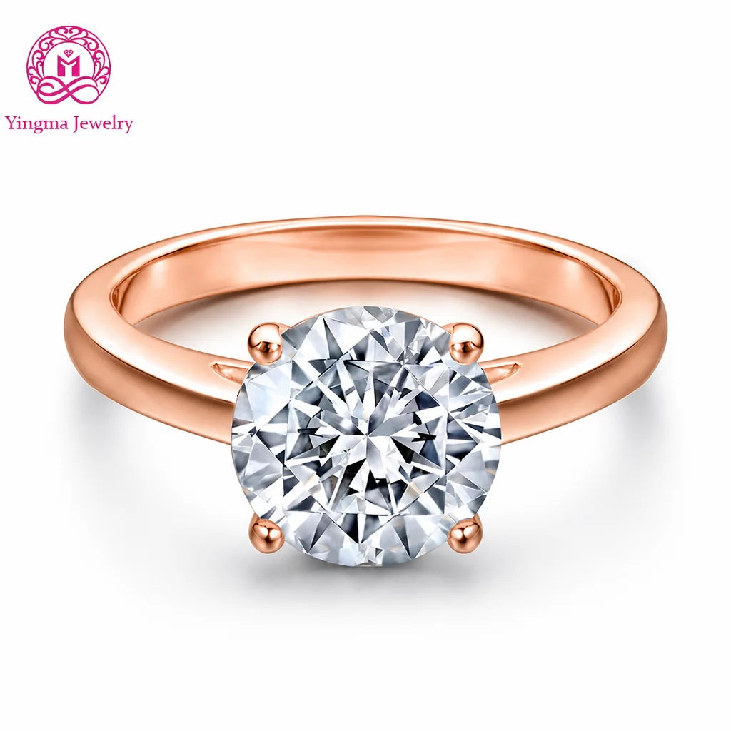 Gioiellieri Minimalist Round Brilliant Cut Lab Grown Ring 2ct D VVS1 Tapered Plain Band 9K 10K 14K 18K Gold Women Premium Fine Jewelry
