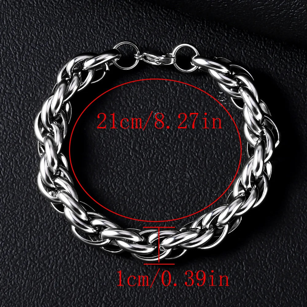 REBEL Stainless Steel Men's Minimalist Bold Punk-Inspired Premium Cuban-Link Chain Bracelet-Gift Jewelry