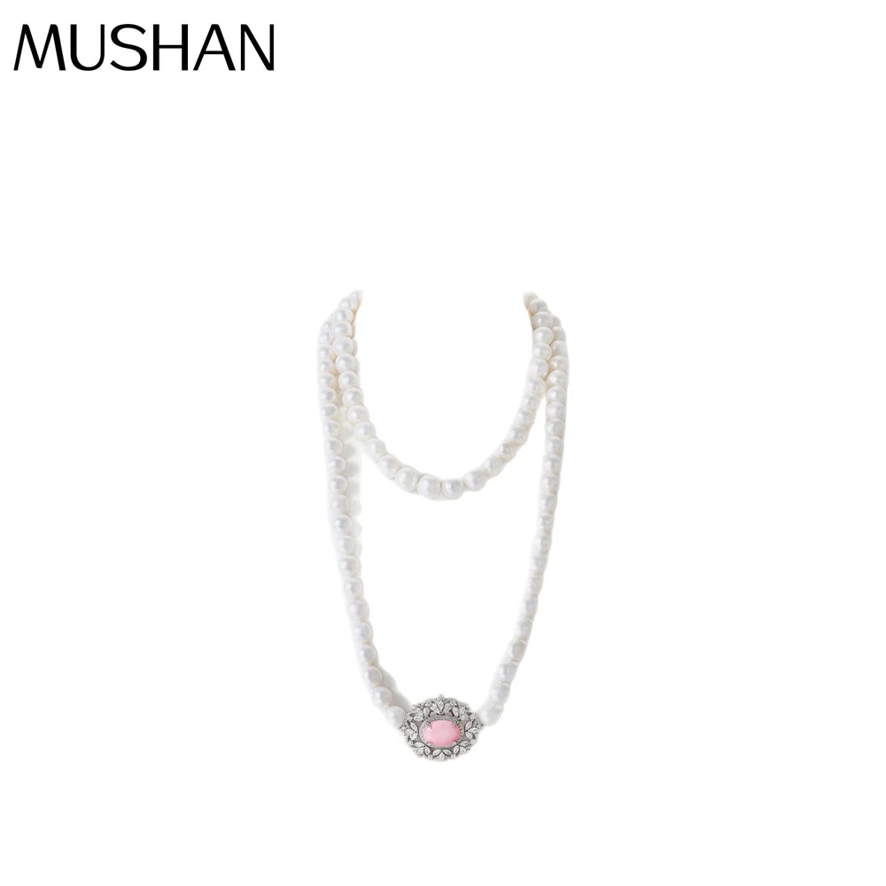 MUSHAN Jewelry Factory S925 Pearl Necklace Is High End Jewelry Accessory Queen Gold Plated Cross-Border Accessory