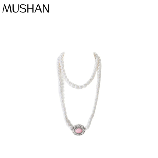 MUSHAN Jewelry Factory S925 Pearl Necklace Is High End Jewelry Accessory Queen Gold Plated Cross-Border Accessory
