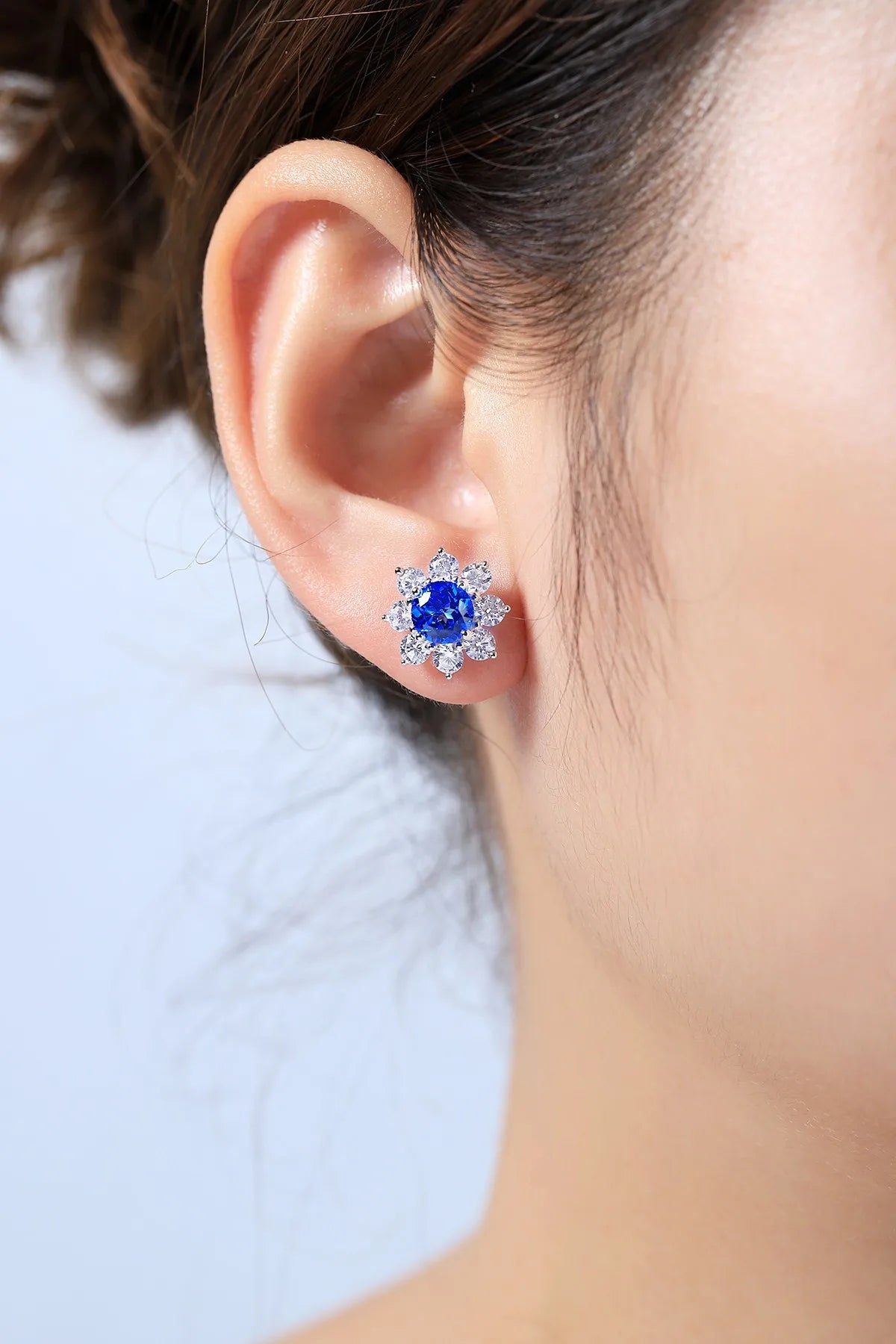 Gemfiori Anster S925 Silver Lab-Grown Cobalt Spinel Trendy Drop Earrings for Woman Wedding & Party