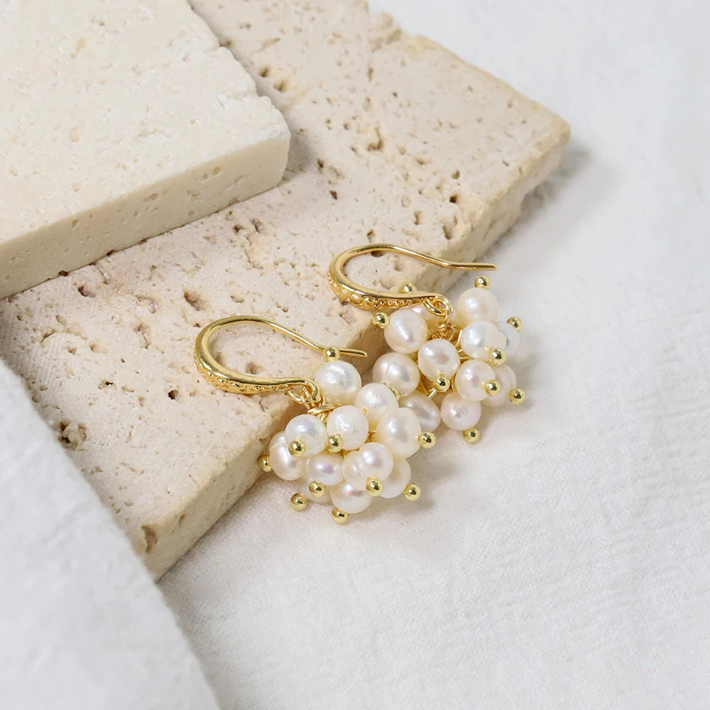 Natural Freshwater Pearl Baby Pearl Berry Earrings Korean Women's Luxury Jewelry Fashion Women's and Girls' Gifts GE1563
