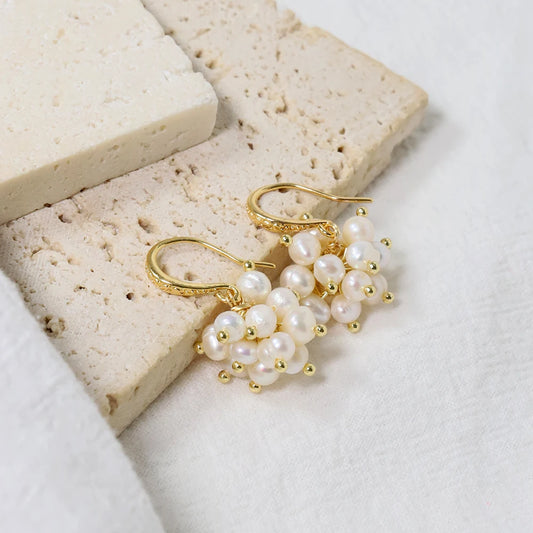 Natural Freshwater Pearl Baby Pearl Berry Earrings Korean Women's Luxury Jewelry Fashion Women's and Girls' Gifts GE1563