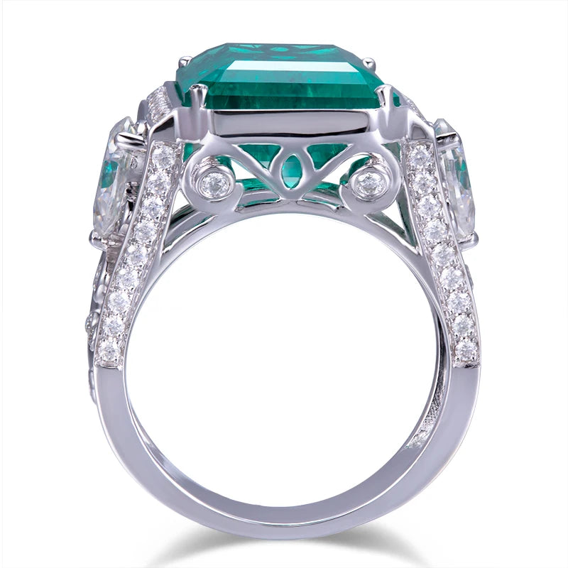 MSR-530 Customized Jewelry 10K White Gold Colombia Emerald Lab Grown Eemrald  Ring