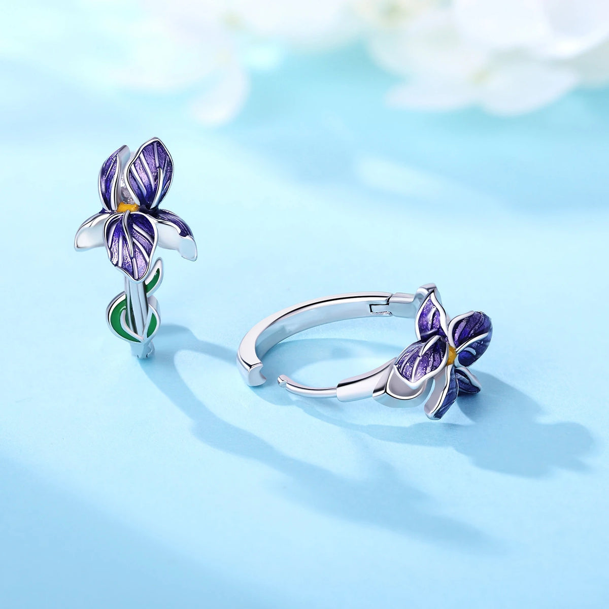 S&S Zircon Plant & Maple Leaf Hoop Earrings — S&S Collection
