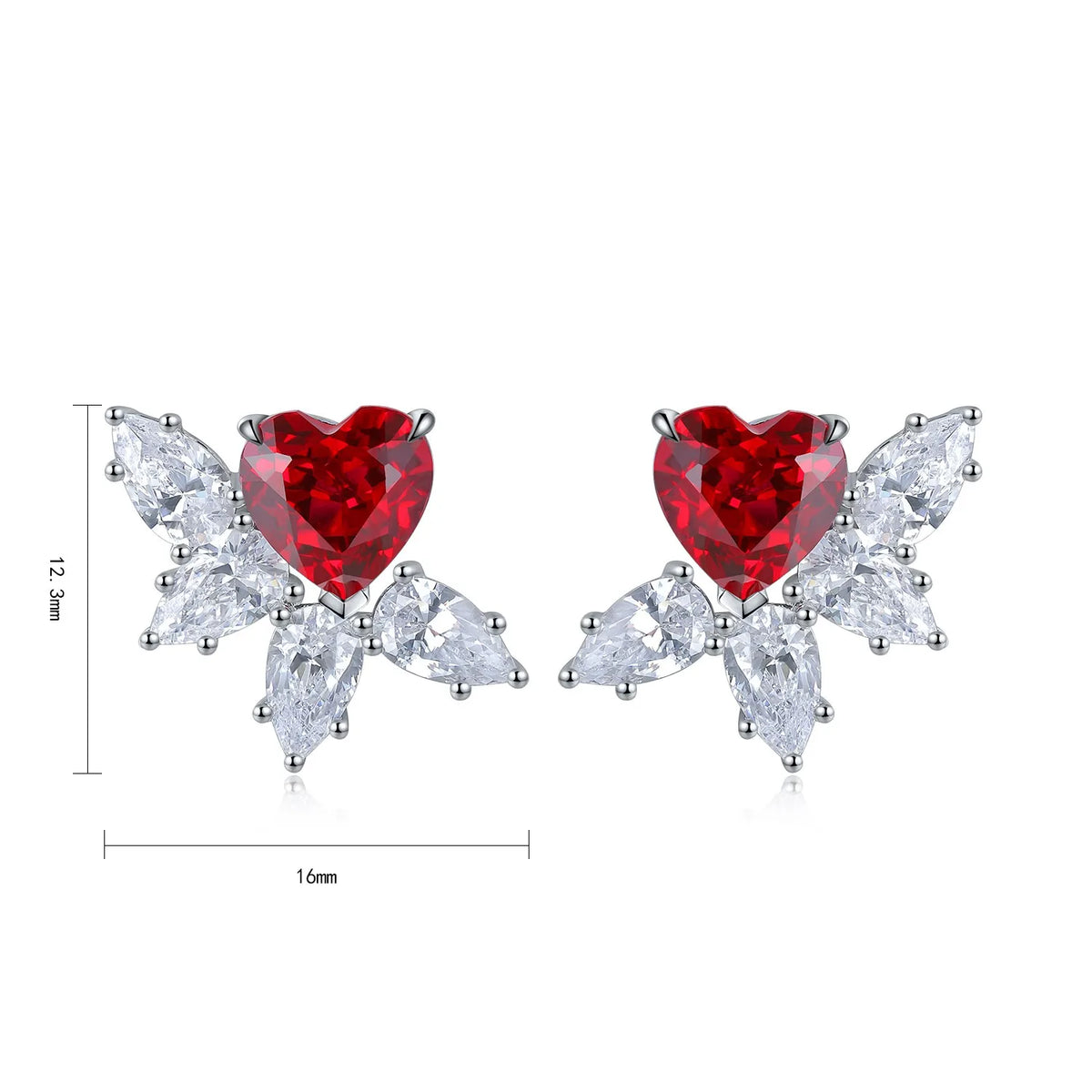 Gemfiori Anster High Quality S925 Lab Grown Ruby Earring Stud Dainty Gemstone Stud Earrings for Women Daily Wear Gift
