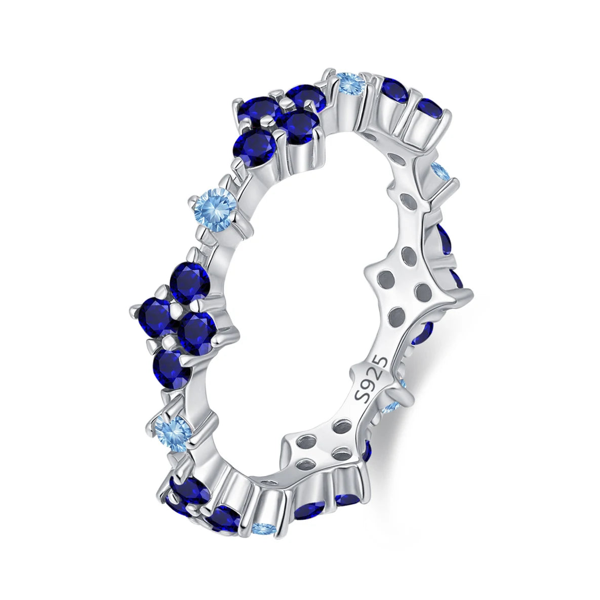 Factory Direct Women 925 Sterling Silver Sapphire Iced Out Blue 5A 8A Zirconia Ring Engagement Wedding Ring Jewelry Manufacturer