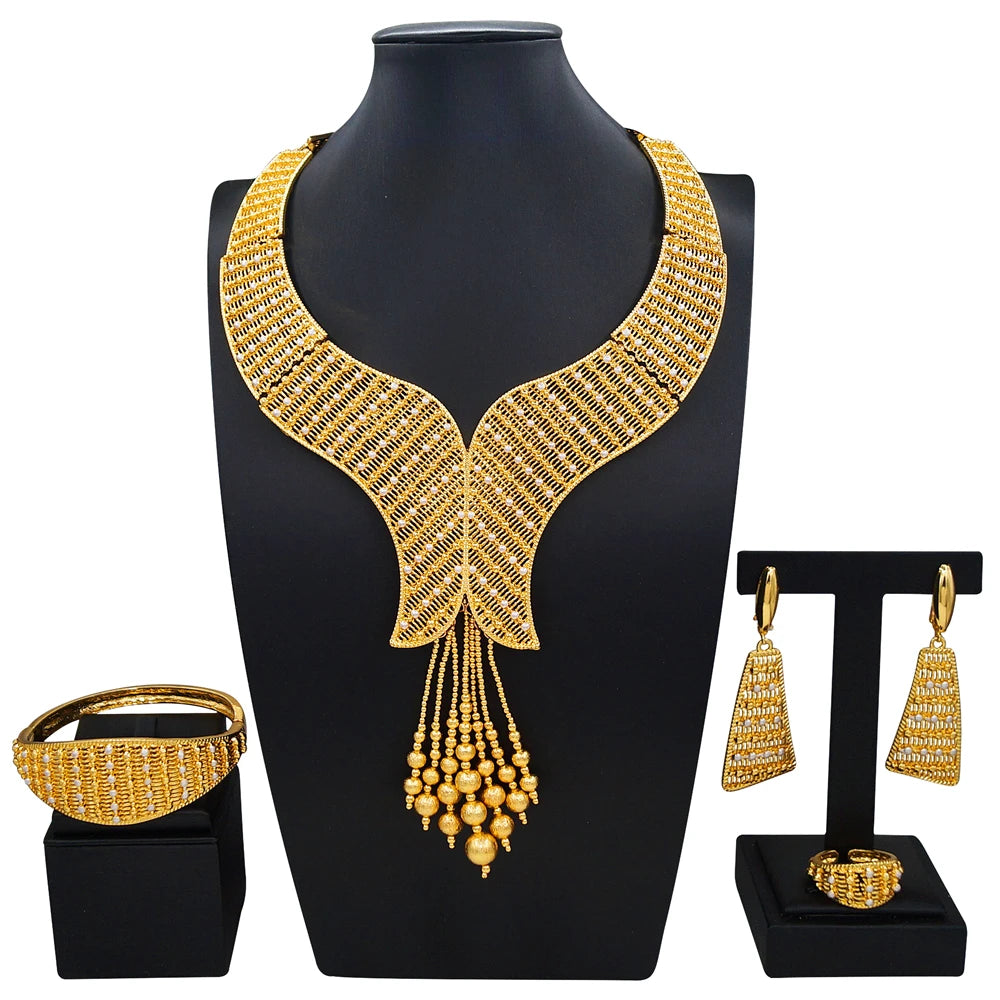 Zhuerrui Italiano Gold Designs Women Jewellery Set Party Fine Costume Jewelry Set Luxury Big Necklace Jewellery Sets X0007530