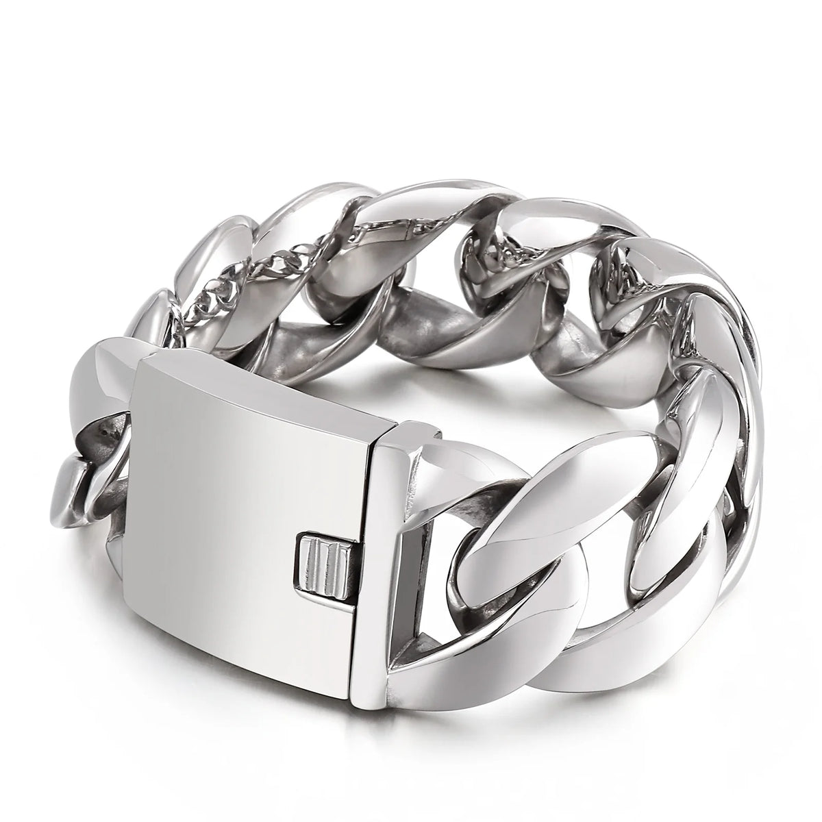 VIKING Wide Statement Bracelet – 316L Stainless Steel Men's Polished & Brushed Silver Bangle